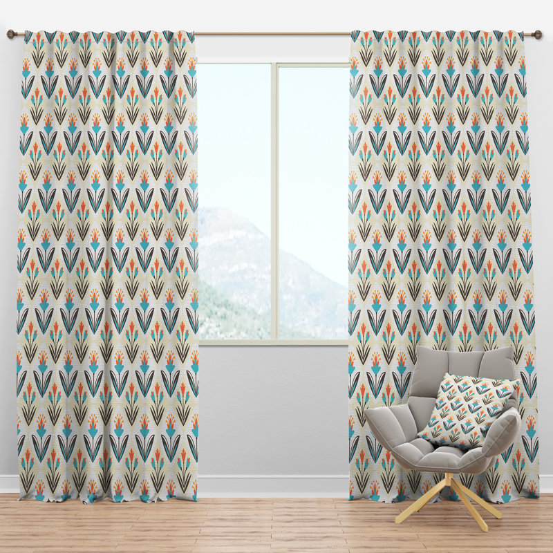 Panneau de rideau simple semi-diaphane avec passe-tringle Mid-Century, l 52 po x L 95 po
