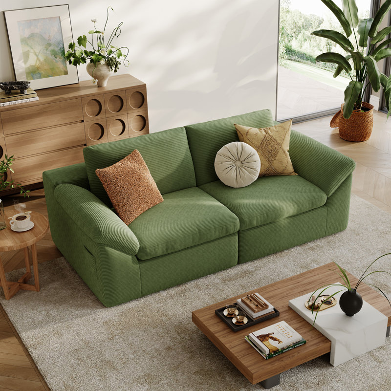 Mariyan 79'' Upholstery Boneless Sofa , Nova Green Corduroy