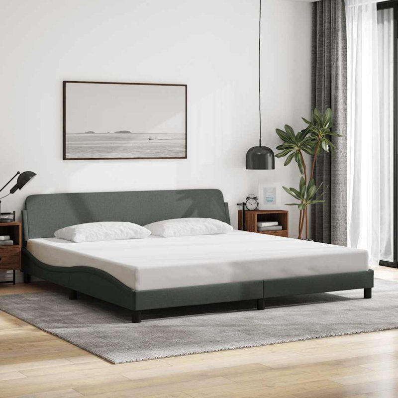 Structure de lit Vidaxl avec tête de lit 76 po x 79,9 po gris clair, Gris foncé