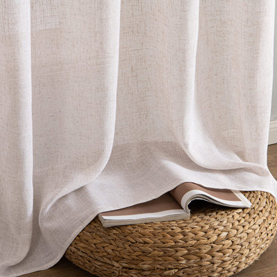 Natural White Linen Curtains 84 Inch Long