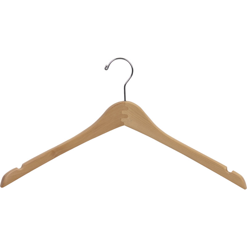 Cintre courbé en bois pour robe / chandail / chandail, Neutre / chrome