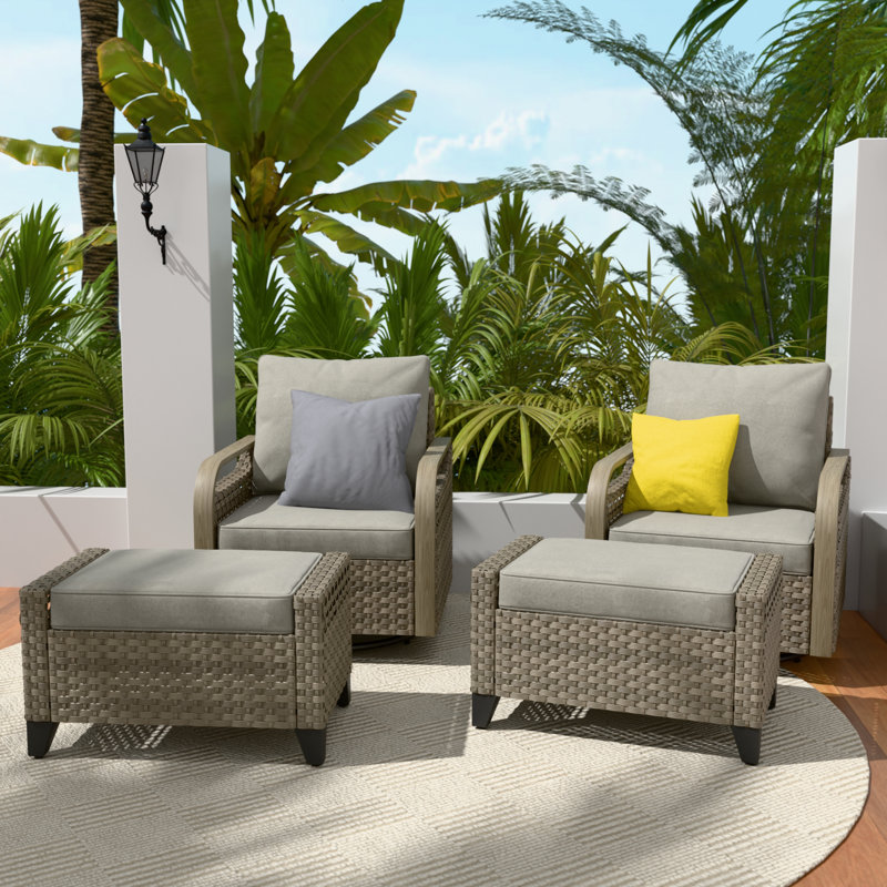Motes Wicker 2 - Person Patio Conversation Set with Cushions, Gray