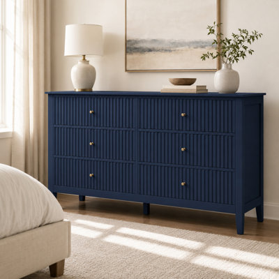 Commode 6 tiroirs 47,2 "avec façades cannelées