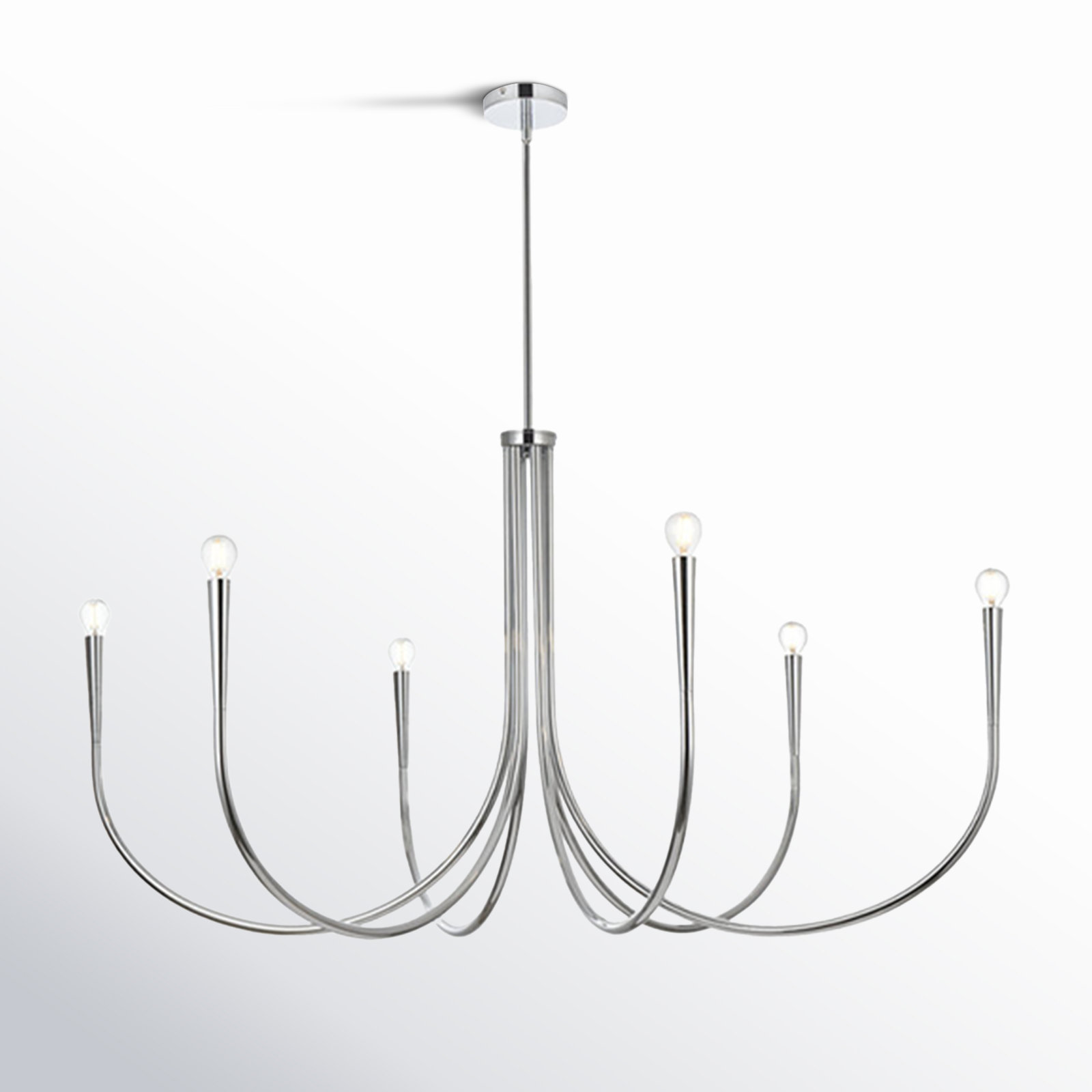 Catalena 6 - Light Dimmable Classic/Traditional Chandelier, Chrome, 27" H x 50" W x 50" D