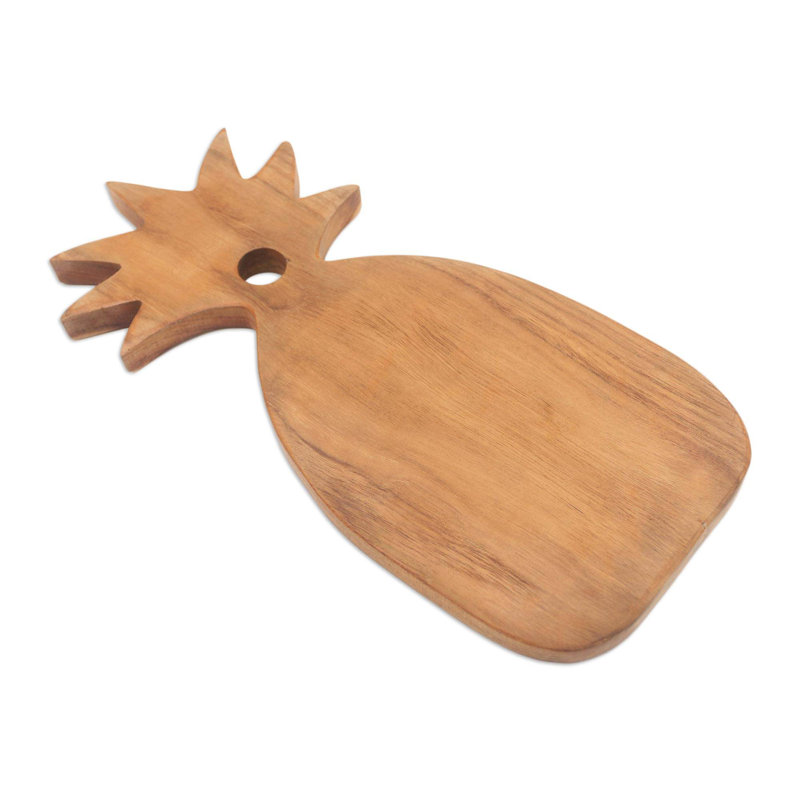 Handcrafted Teak Wood Pineapple Shaped Cutting Board