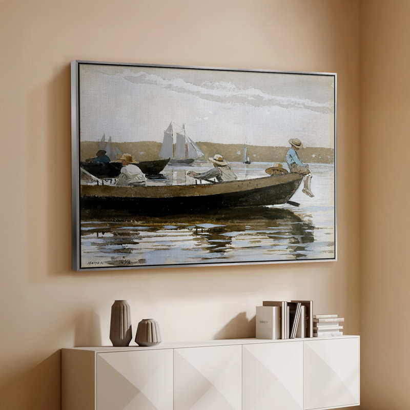Garçons dans un dory, 1873 - Winslow Homer, toile tendue avec châssis Homer, 26 x 40, Argent