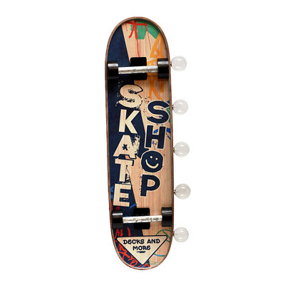 Metal Light Up Skateboard 3D Skate Shop Sign LED Skater Tin Home Wall Art Teen Room Decor