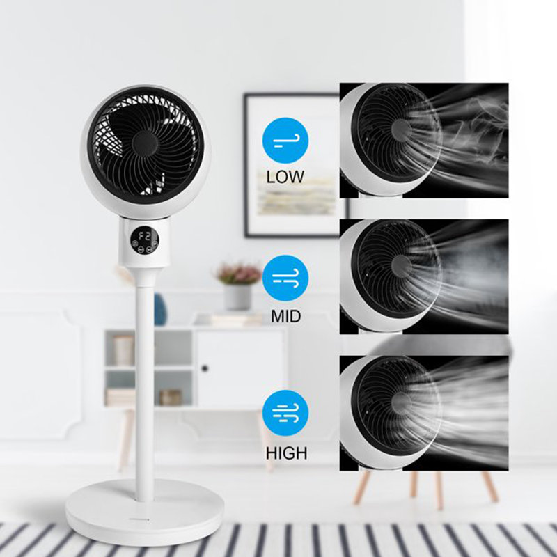 7" Oscillating Standing Fan With Remote Control 15H Timer 3-Speed Settings Adjustable Tilt