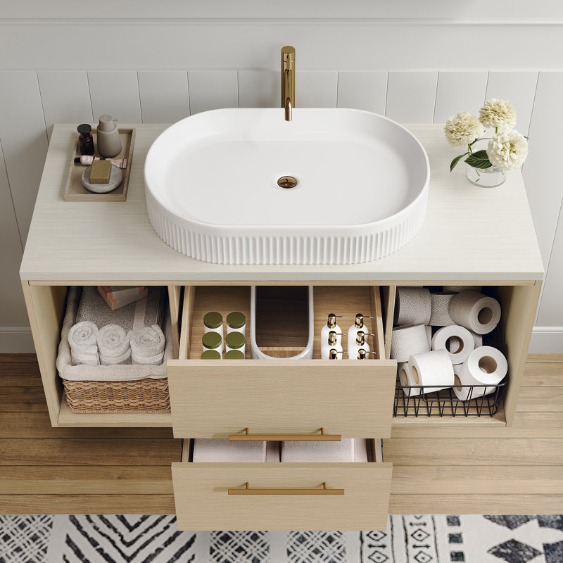 Meuble-lavabo mural moderne 39,3 po avec meuble-lavabo flottant en céramique massif