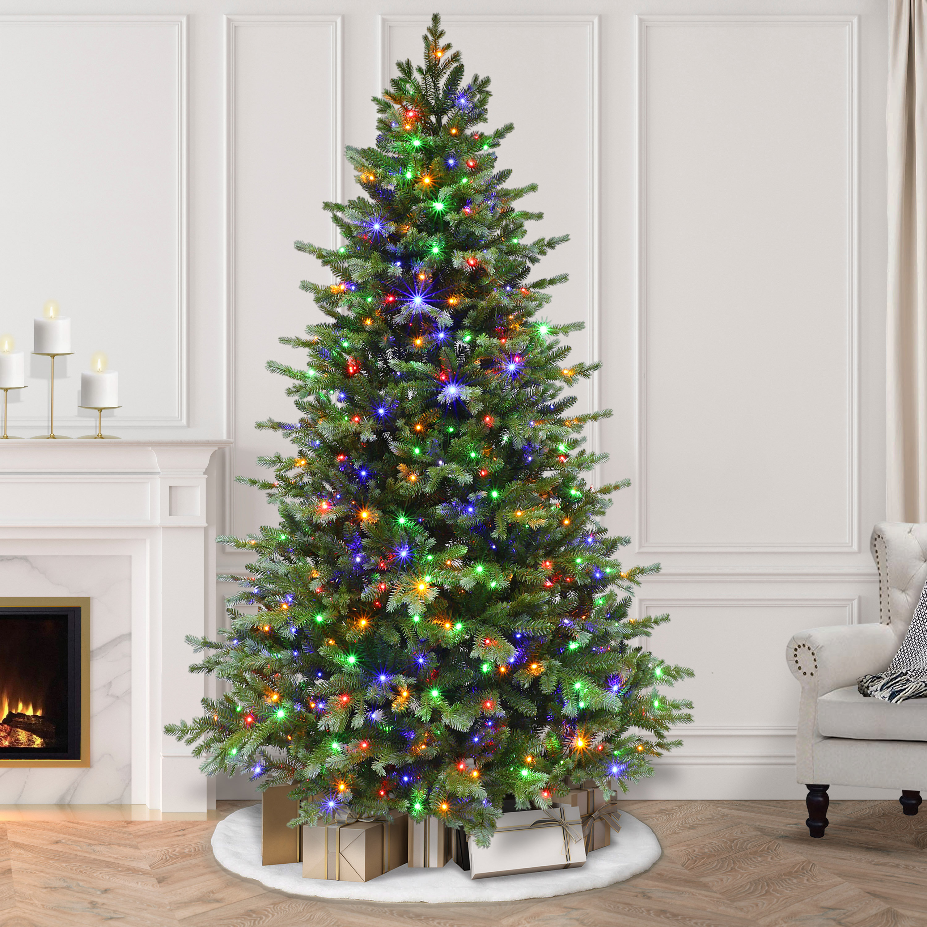 The Holiday Aisle® 7.5' Lighted Fir Christmas Tree & Reviews | Wayfair