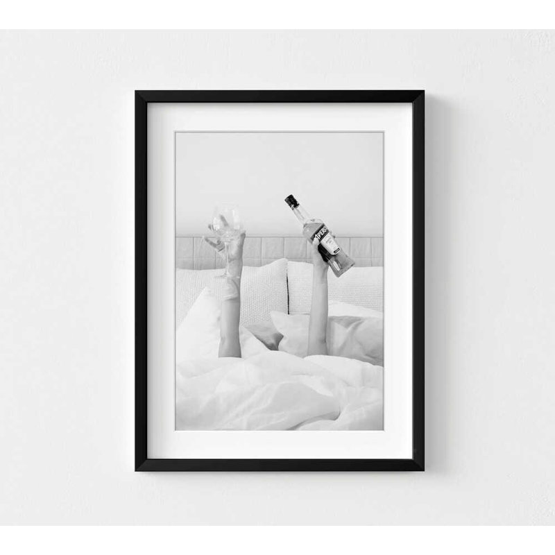 Reproduction d'art noir et blanc noir et blanc, Impression encadrée avec passe-partout, Noir, H 16 po x l 12 po