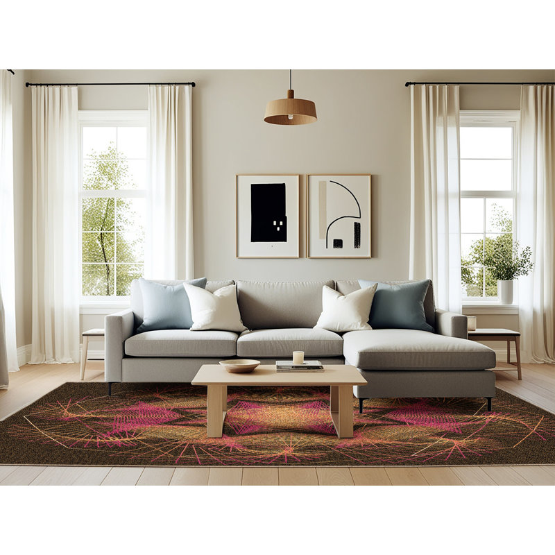 Tapis en laine rouge / brun, Rectangle 6 pi x 9 pi