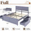 Lit plateforme double en bois massif avec 4 tiroirs de rangement, pour enfants, adolescents, bleu gris-587188338-587188301