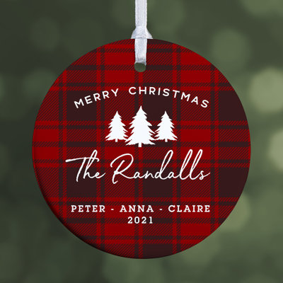 Plaid Porcelain Holiday Shaped Ornament