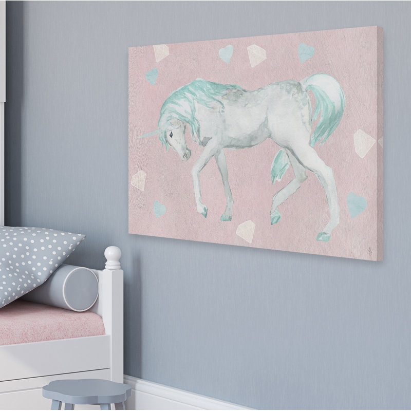 Critchfield Critchfield Green Pastel Unicorn - No Frame Print on Canvas, 101cm H x 152cm W