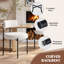 Dining Chairs Modern Teddy Fabric Upholstered Chairs with Curved Backrest and Black Metal Legs-710607603-734110420