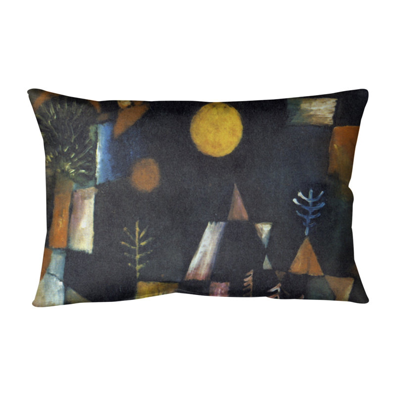 Coussin lombaire full moon, Jaune / Brun, Sergé de coton