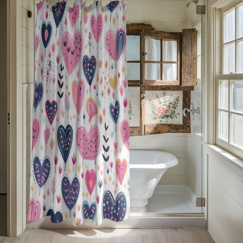 Heartfelt Patterns - Rideau de douche haut de gamme, H 74 po x l 71 po