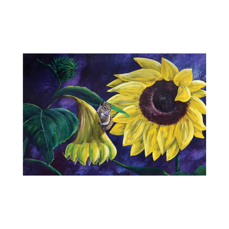 Chipmunk In Sunflowers by Laura Iverson - Wrapped Canvas Print, 66.04 cm H x 45.72 cm W x 1.91 cm D