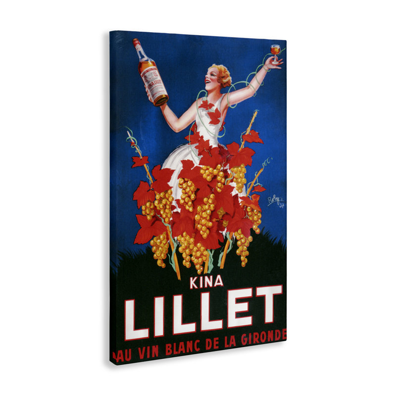 Art mural rétro sur toile de vin Kina Lillet, design par Marcus Jules, H 45 po x l 30 po
