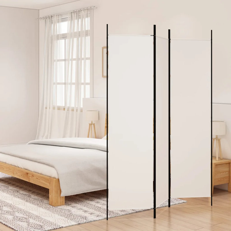 Kasimir Folding Room Divider, White, 3, 200cm H x 150cm W