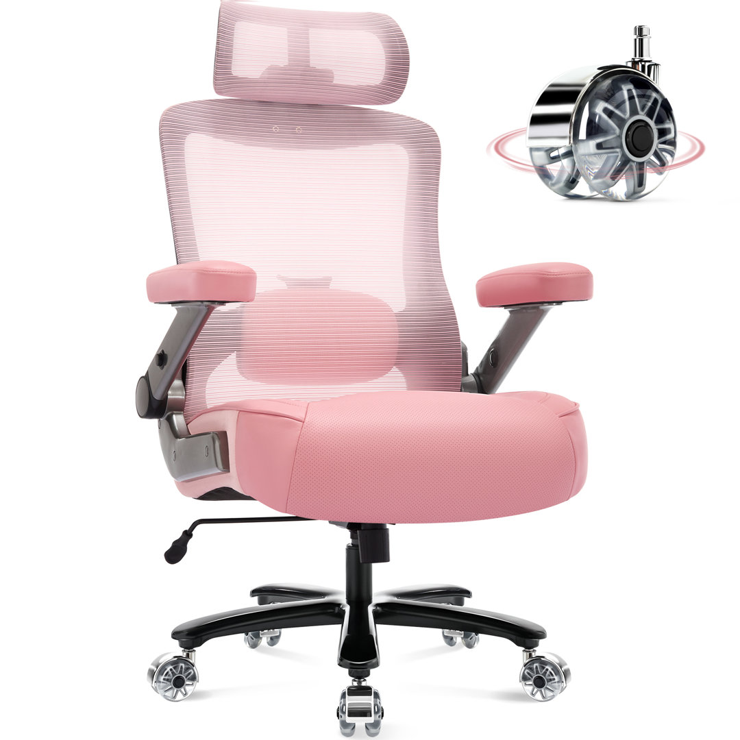 Monforto High Back Heavy Duty Big And Tall Mesh Office Chair With Dynamic Lumbar ,3D Flip Up Armrest Inbox Zero Upholstery 