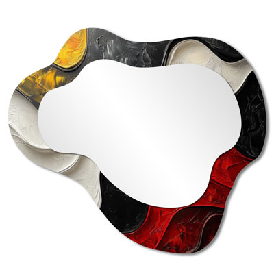 Black White Ethereal Red Currents - Fauvism Irregular Asymmetrical Mirror, Modern Wall Mirror, Printed on Metal