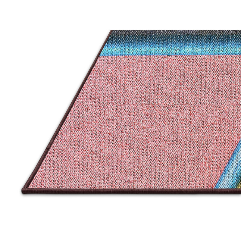 Tissé à la machine en laine et polyester rose/vert Tapis décoratif, Rectangle 7 pi x 10 pi