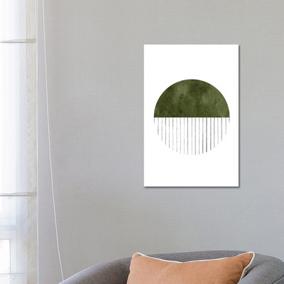 Dark Green Circle Art 1 Piece Painting on Canvas