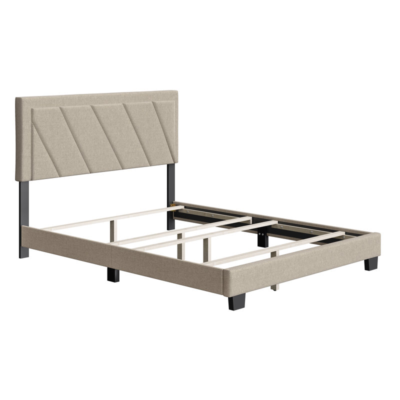 Lit plateforme tapissier Savona, Grand, Blanc