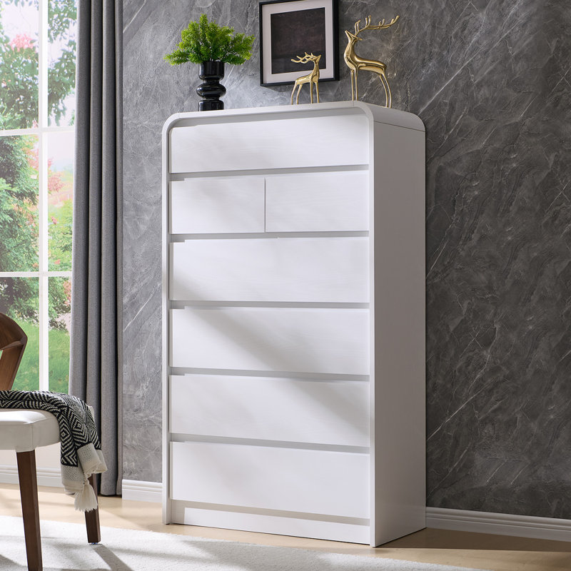 Commode 7 tiroirs Maud, Blanc, L 31,5 po x L 15,55 po x H 55,5 po