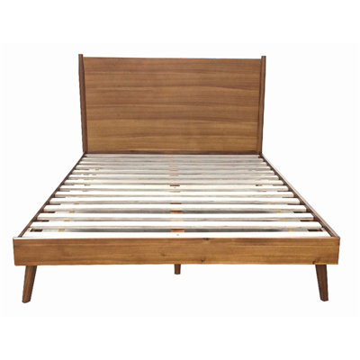 Solid Wood Platform Bed with Mid-Century Design, Splayed Legs, and Natural Finish for Durable and Stylish Sleep