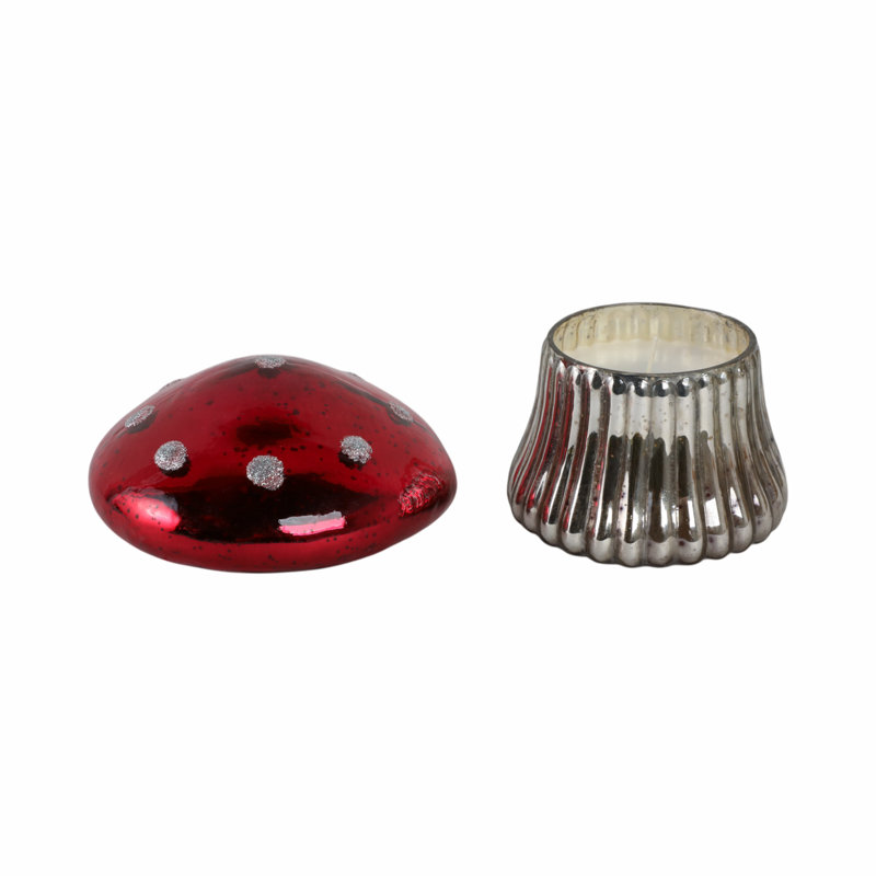 Sagebrook Home 6" 12 Oz Mushroom Candle, Red