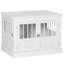Table de bout pour cage de chien avec portes triples, cage à chien en bois pour l'intérieur, cage à chiot avec tubes en acier, pour petits chiens, blanc