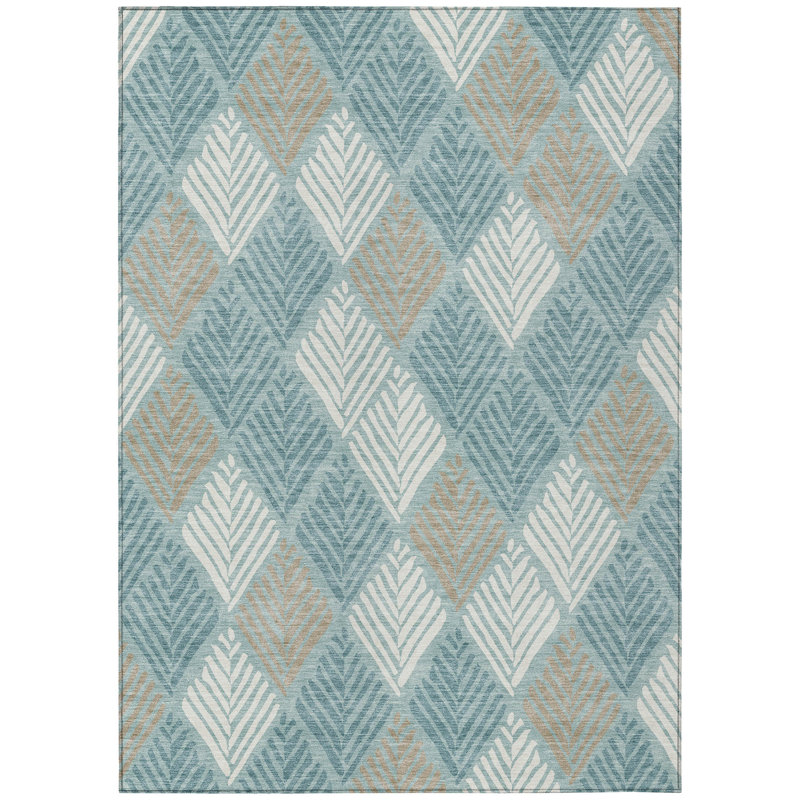Machine Washable Indoor/Outdoor Chantille ACN2818 Diamonds Rug, Teal, 3' x 5'