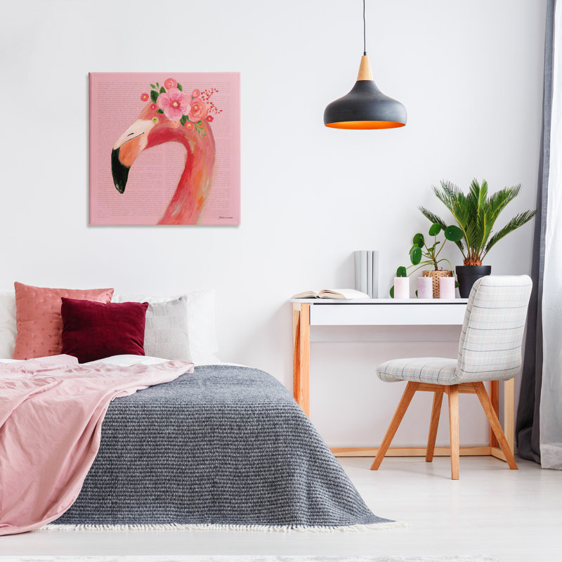 «Floral Flamingo Pink Portrait», impression, H 30 po x l 30 po