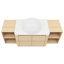 Meuble-lavabo de 137 cm (54 po) avec lavabo en céramique décorative, 2 étagères de rangement, portes à fermeture amortie, emballage démontable, contreplaqué – conception compacte, utilisation silencieuse et spacieuse, grande capacité