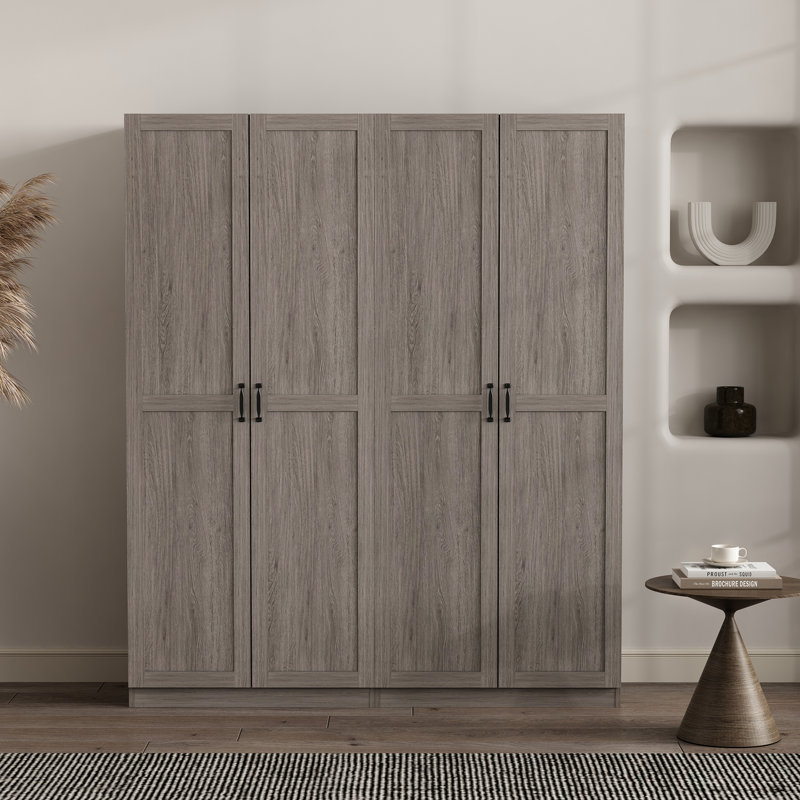 Cornelia Modern Storage Closet with 7 Adjustable Shelves in Gray, Gray