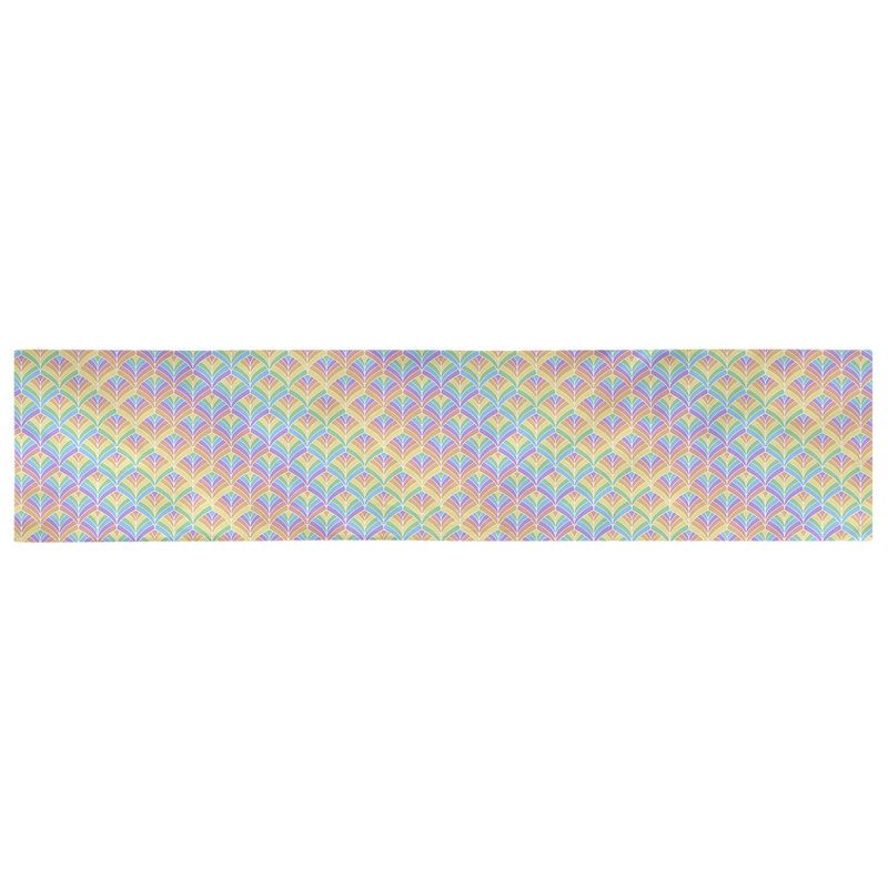 Chemin de table à échelles arc-en-ciel Avicia, 73,5 po x 17,5 po, Bleu / Orange / Jaune, Coton