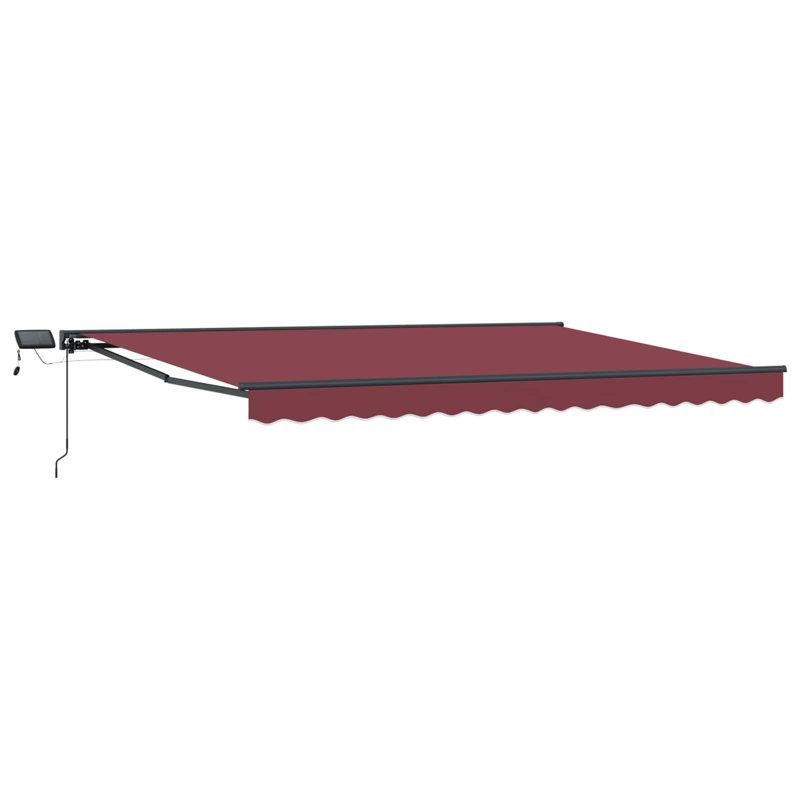 VidaXL Polyester Cover Retractable Patio Awning, 165cm H x 500cm W x 300cm D, Burgundy/Black