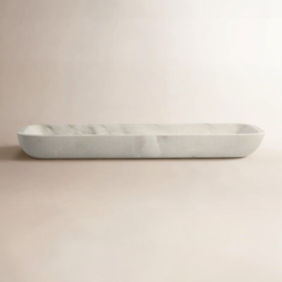 White Marble Organic Shaped Rectangular Tray