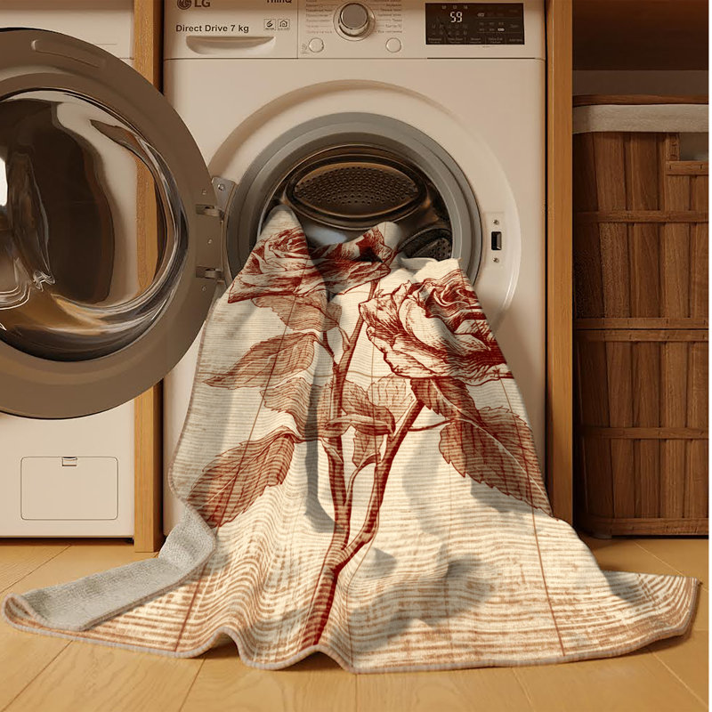 Tapis beige moderne et contemporain lavable à la machine Soho Valentines - reliure beige, 7 x 9