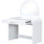 Meuble-lavabo pour chambre à coucher 39 "avec miroir et tiroir éclairés, blanc. Coins courbés. Rangement suffisant pour les essentiels de beauté. Et confortable. Facile à assembler