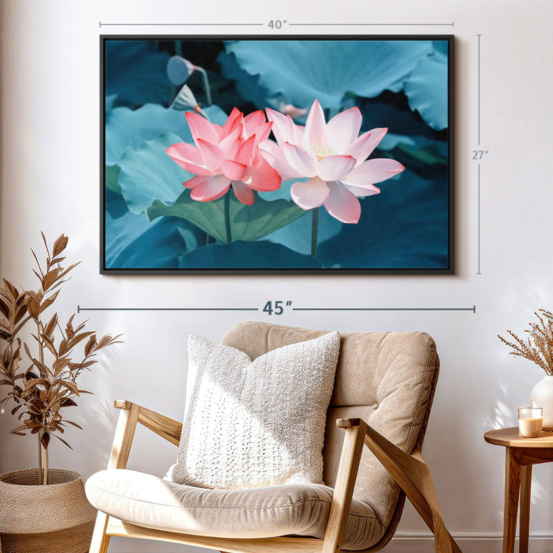 Paire de fleurs de lotus, H 27 po x l 40 po