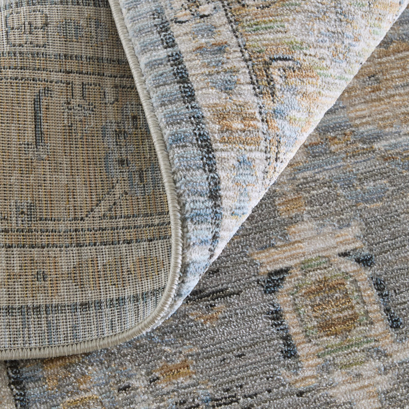 Thara Traditional Bordered, Blue,  9' x 12' Area Rug, 9 x 12