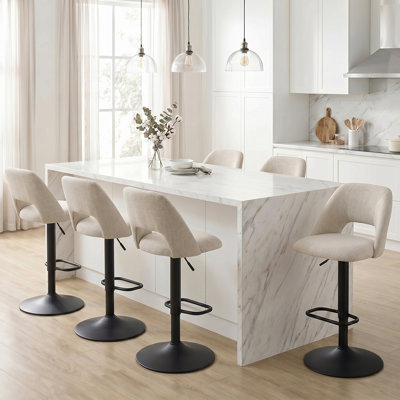 Bridgette 24"-32" Swivel Upholstered Adjustable Height Bar Stool (Set Of 6）