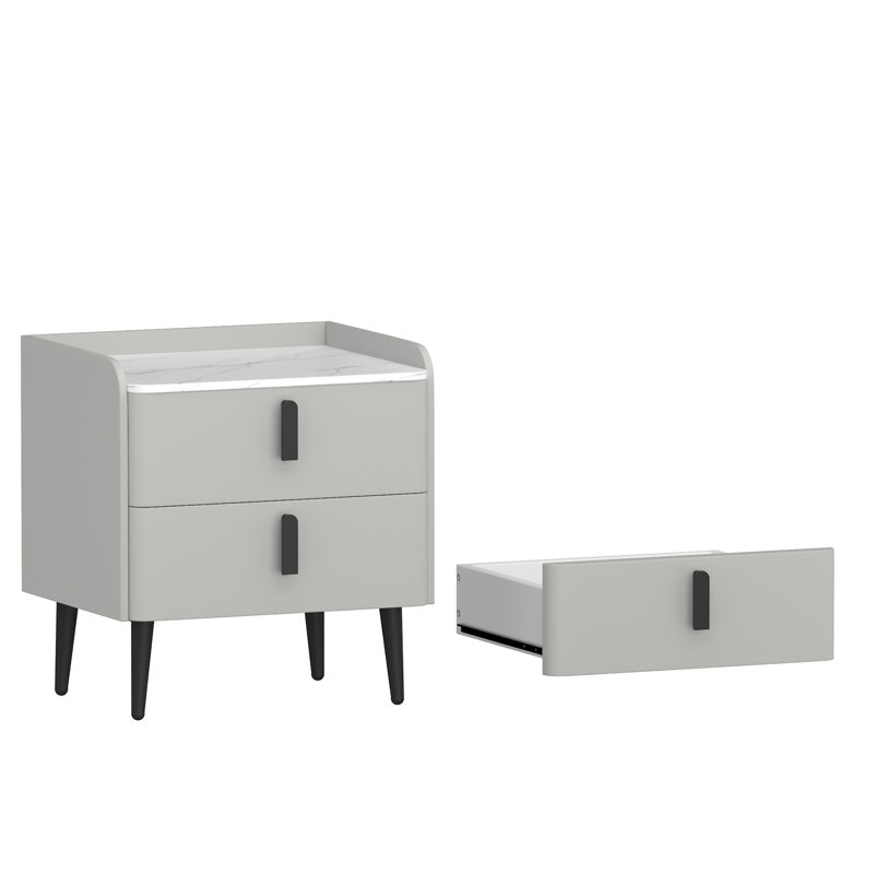 Table de chevet avec 2 tiroirs (table de chevet seulement), Gris