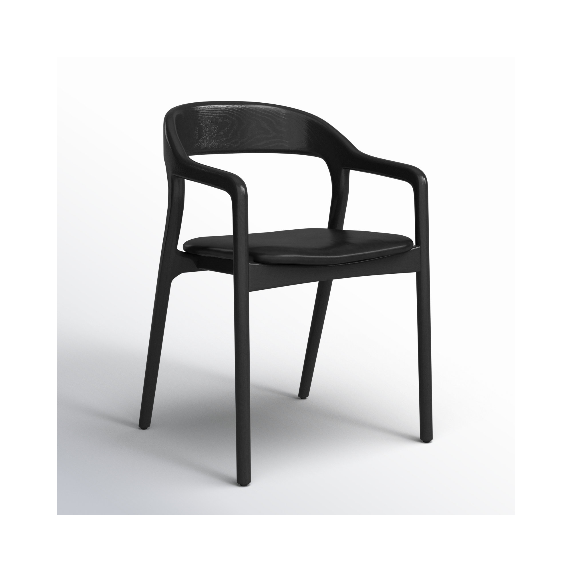 Kayla Leather Dining Armchair, Sonoma Black Genuine Leather, Black