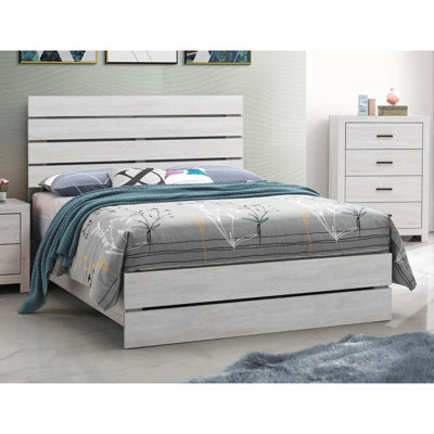 Grand lit avec tête de lit à lattes moderne - Bois pour un look de chambre à coucher élégant