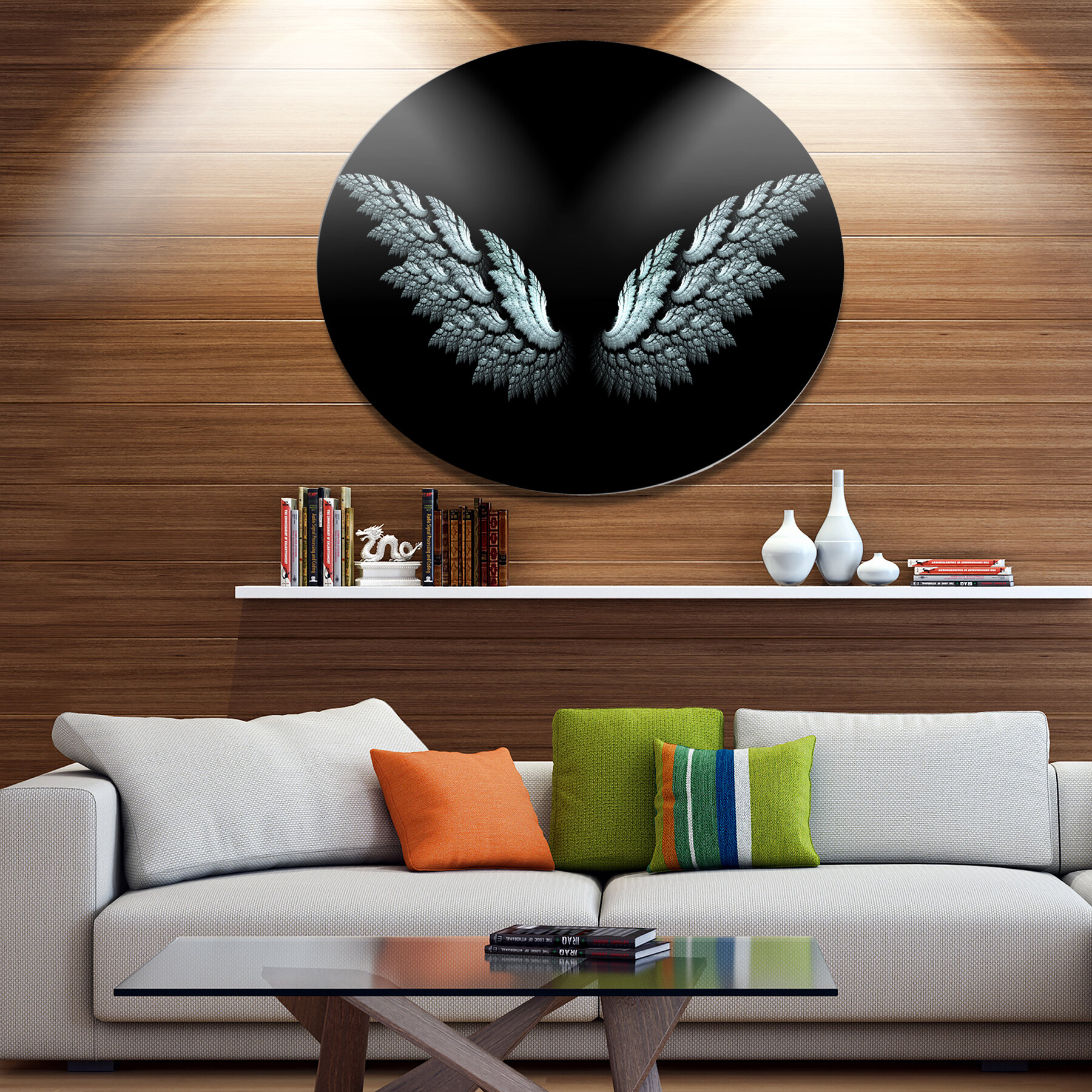 Angel Wings On Black Background On Metal Print